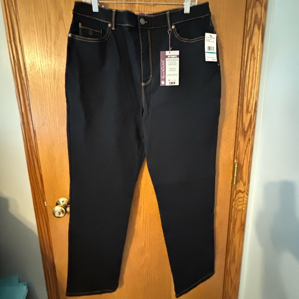 Gloria Vanderbilt Womens Amanda Classic High Rise Tapered Jean Sz 16A Rinse Noir